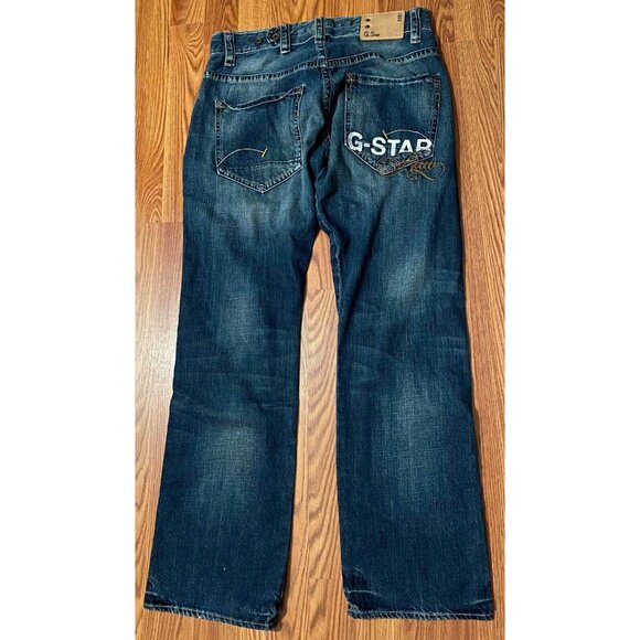 G. Star 3301 Straight Denim Button Fly Jeans Mens 33 x 32 Casual Outdoors - Picture 8 of 11